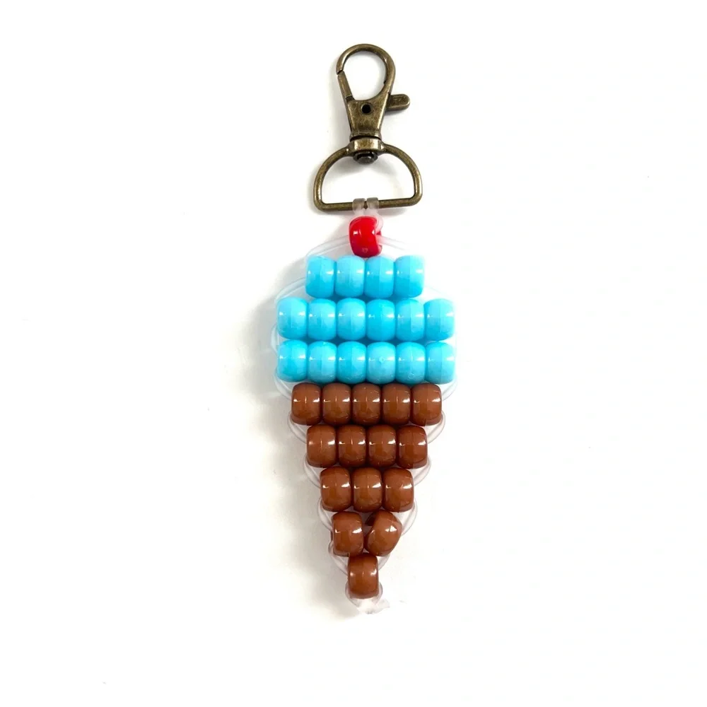 Handmade Ice Cream Pony Bead Keychain | Cute Bag Charm